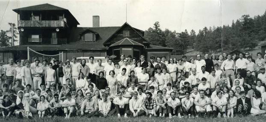 Group in front of the Lodge